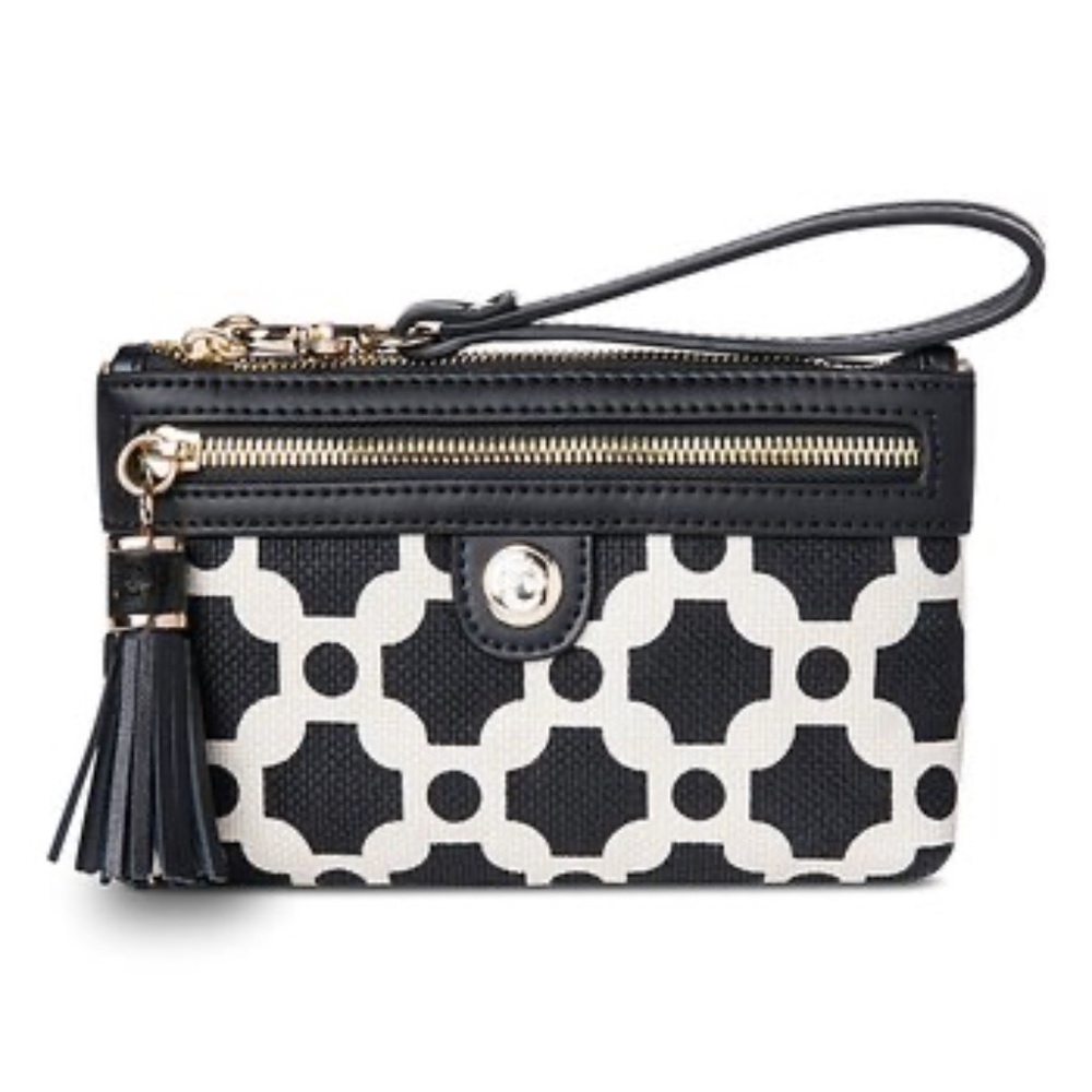 NWT - Spartina 449 Black & White May River Onyx Tassel Wristlet